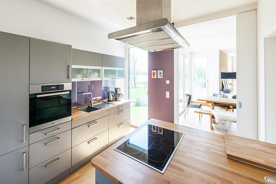 Kitchen In A Modern Architecture Style Villa, Brandenburg, Germany Photograph by Arnt Haug