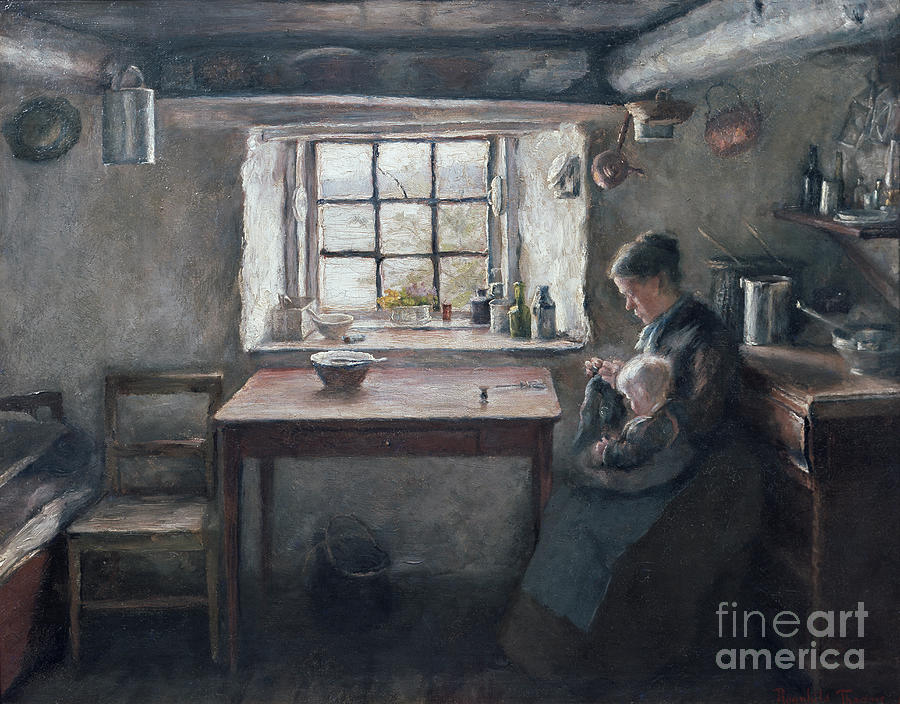 Kitchen interior Painting by O Vaering by Ragnhild Thrane