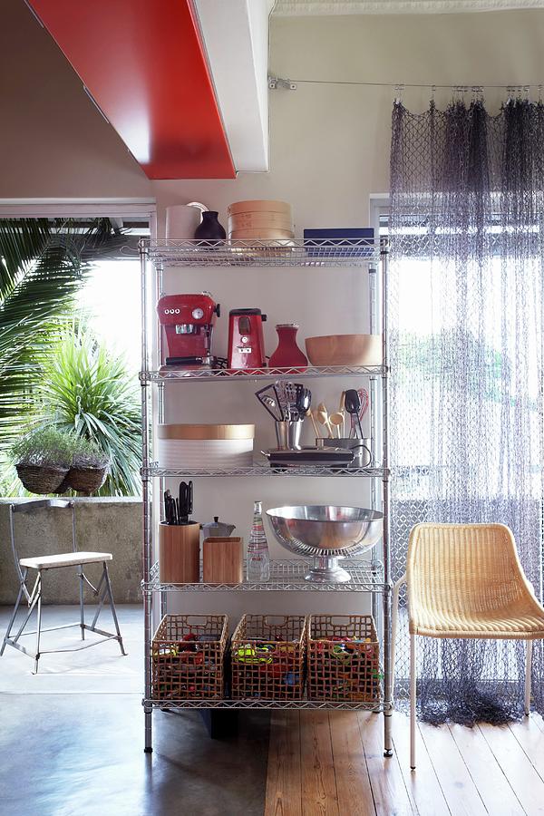 Kitchen Utensils On Metal Shelving Photograph by Great Stock!