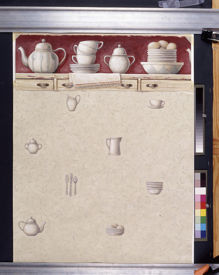 Teapot Painting - Kitchen Wallpaper by Lisa Audit