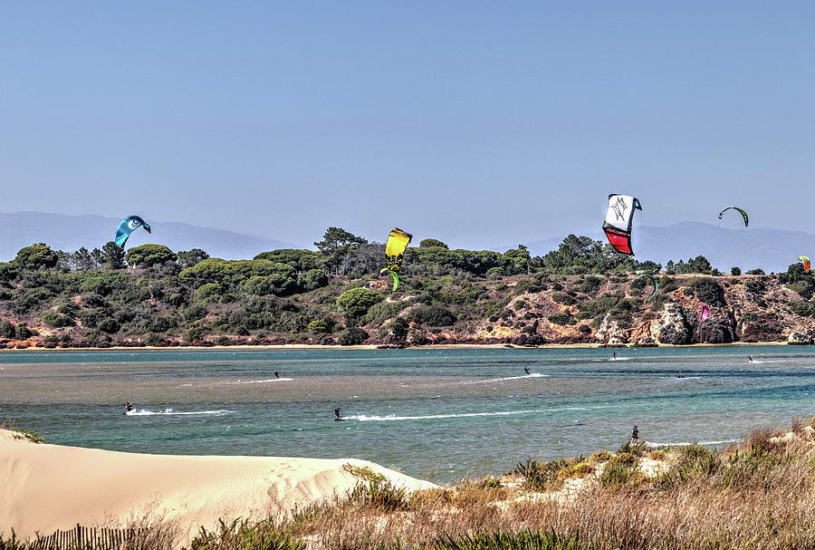 Kite Surfing At Alvor Photograph by Jeff Townsend
