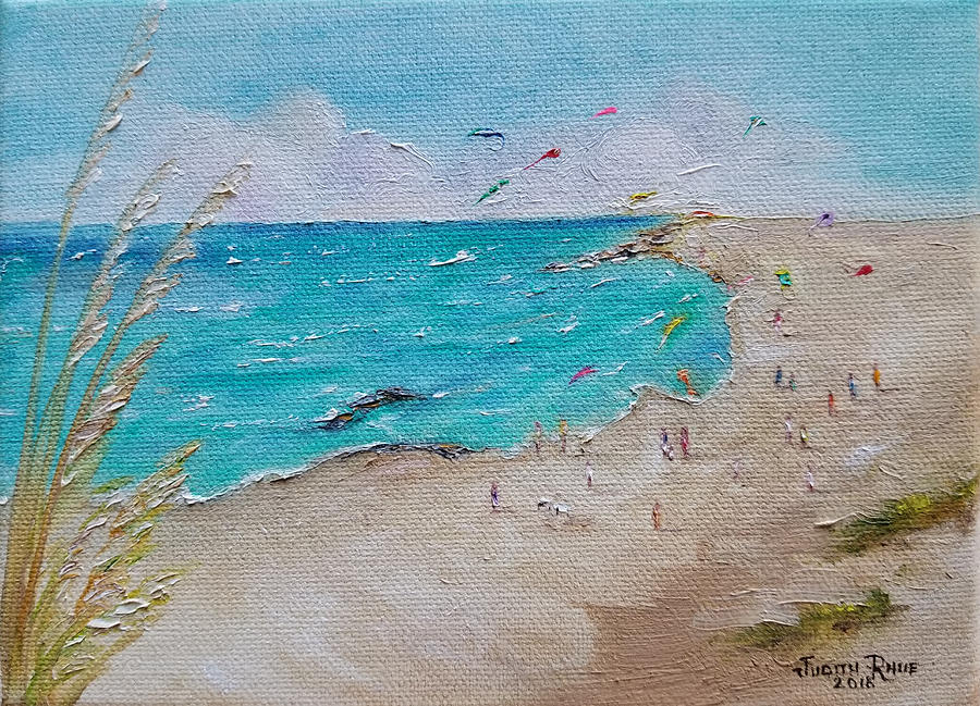 Kites on the Beach Painting by Judith Rhue