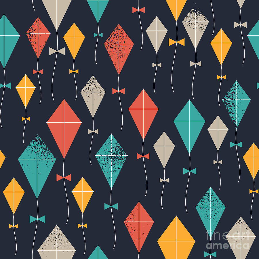 Play Digital Art - Kites Seamless Pattern. Flying Kites by Adehoidar Play Digital Art - Kites Seamless Pattern. Flying Kites by Adehoidar
