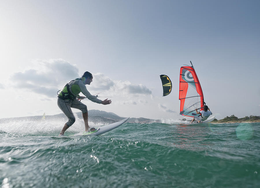 Kitesurfer And Windsurfer Along The Photograph by Ben Welsh / Design Pics Kitesurfer And Windsurfer Along The Photograph by Ben Welsh / Design Pics