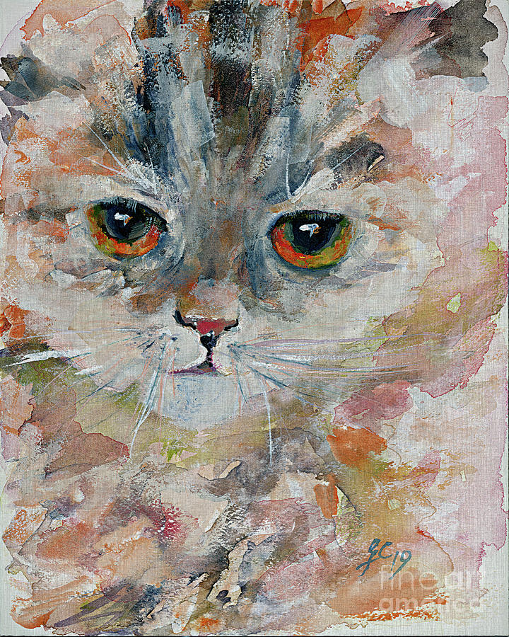 Kitten Portrait Painting by Ginette Callaway