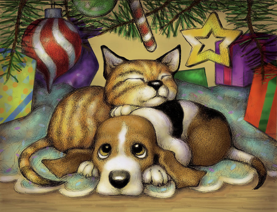 Christmas Digital Art - Kitten Pup by Margaret Wilson