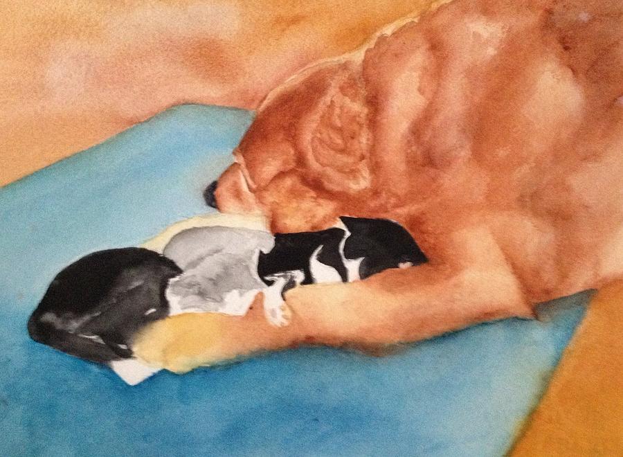 Golden Retriever Painting - Kittens by Nancy Pratt