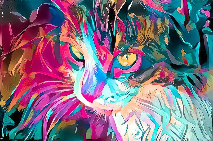 Kitty Abstract Flowing Paint Digital Art by Don Northup