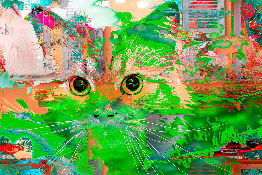 Kitty Collage Green Digital Art by Don Northup