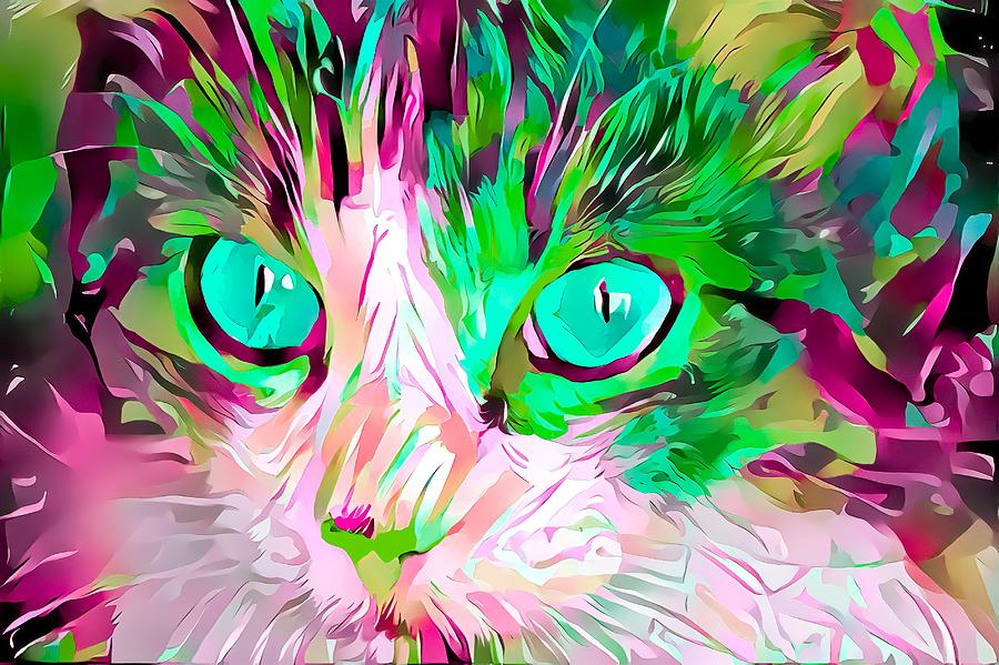 Kitty Love Green Digital Art by Don Northup