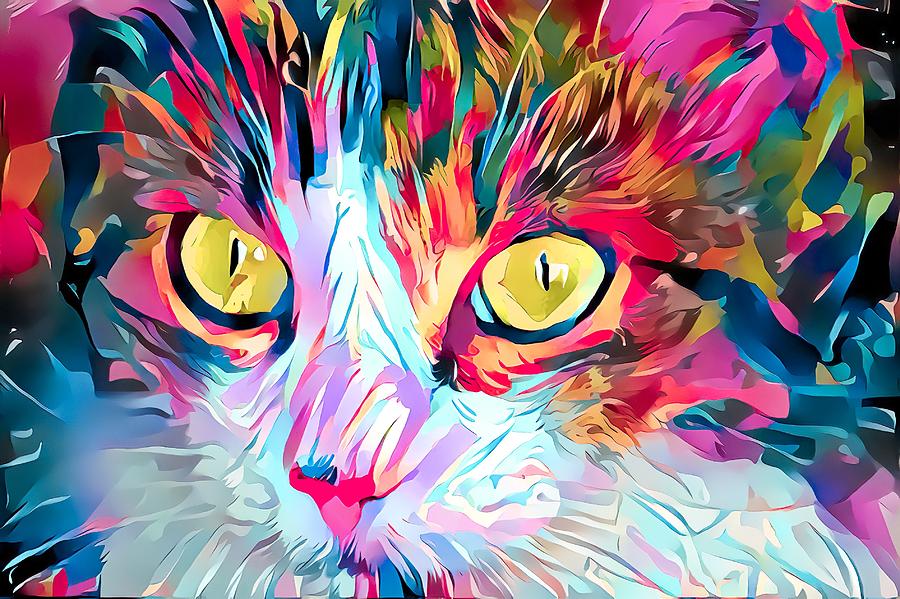 Kitty Love Yellow Eyes Digital Art by Don Northup