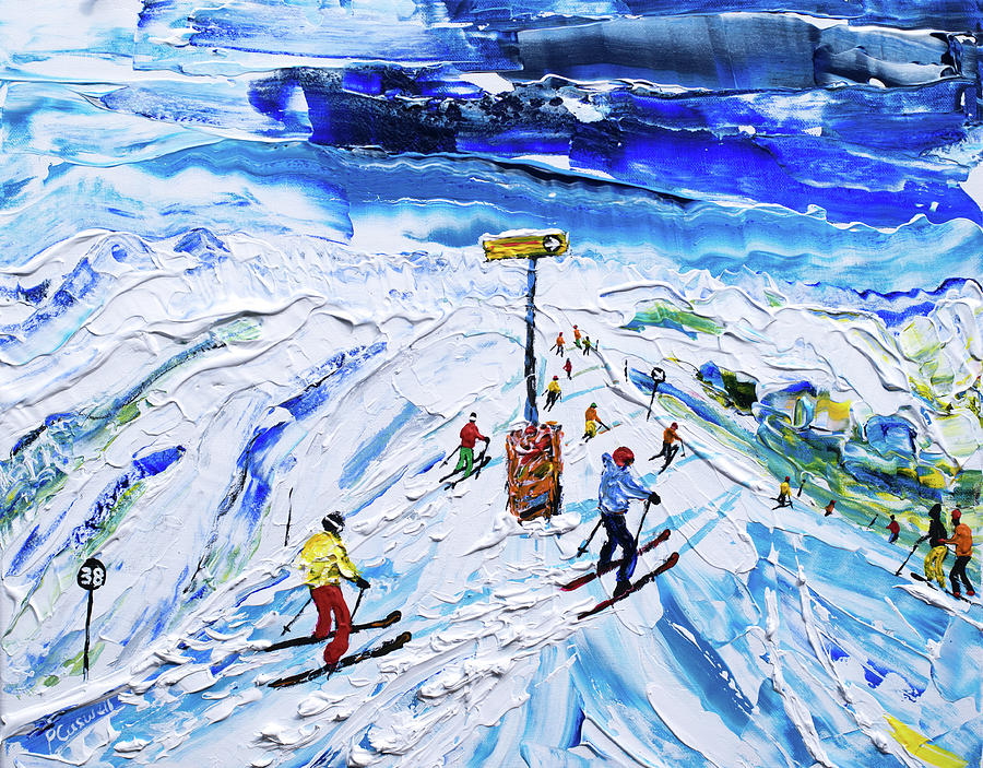 Kitzbuhel Piste 38 Skiing Print Painting by Pete Caswell - Fine Art America