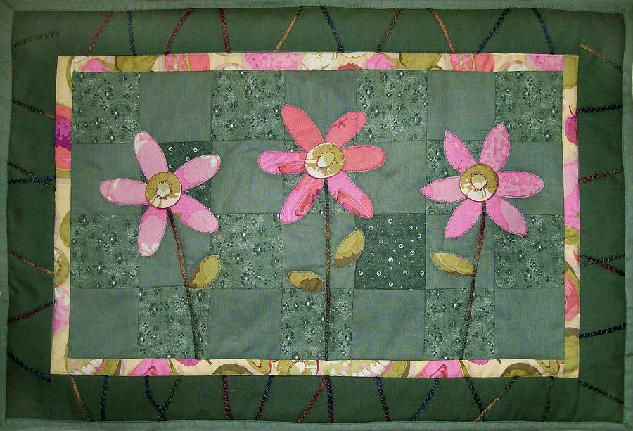 Kiwi Flowers Tapestry - Textile by Pam Geisel