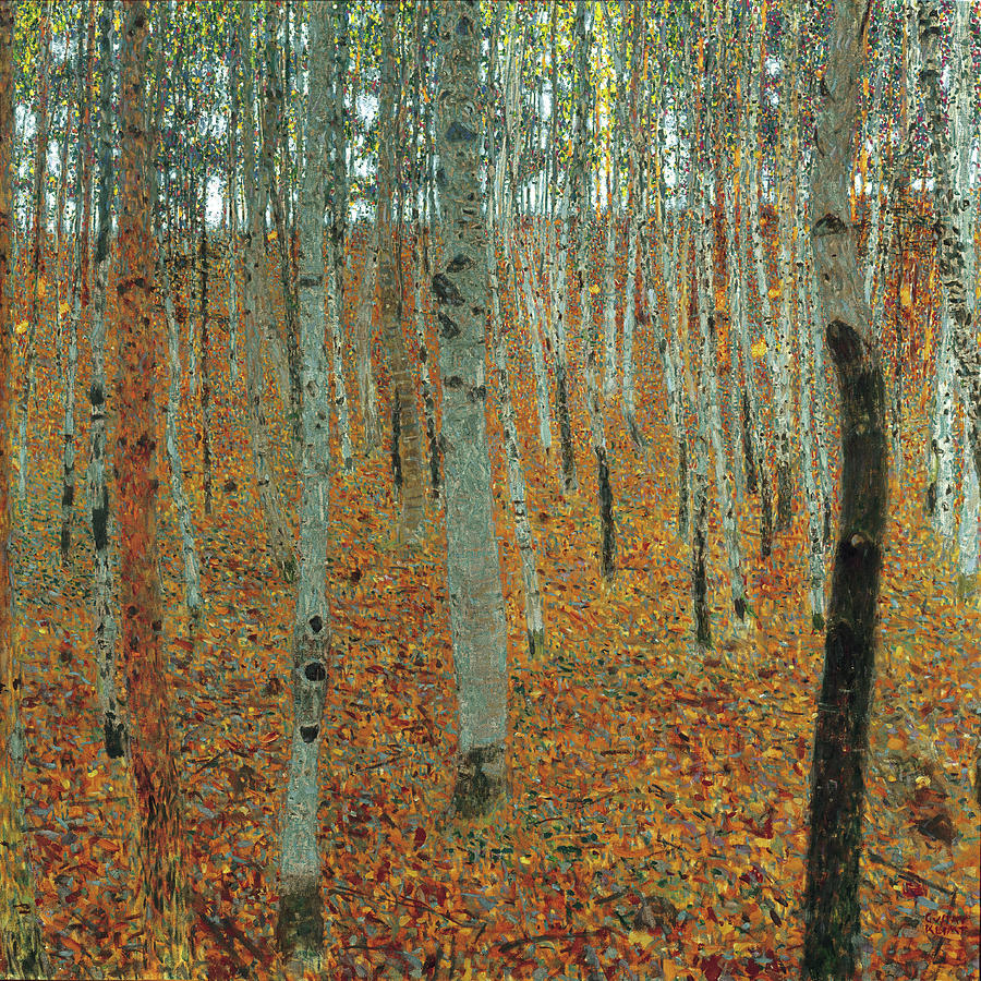 Nature Mixed Media - Klimt-forest Of Beech Trees by Portfolio Arts Group
