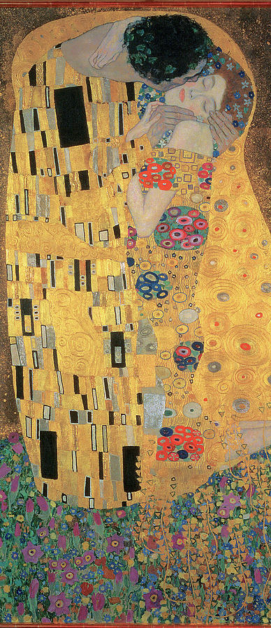 Abstract Mixed Media - Klimt-the Kiss-detail by Portfolio Arts Group