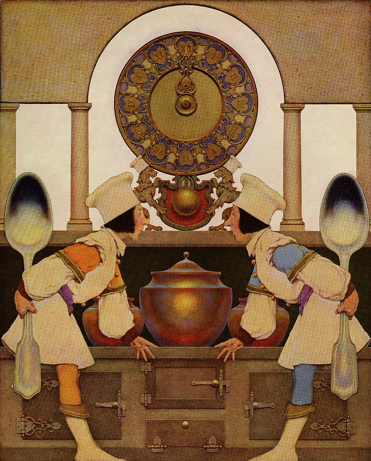 Knave of Hearts - Chefs watching over the Pot Painting by Maxfield Parrish