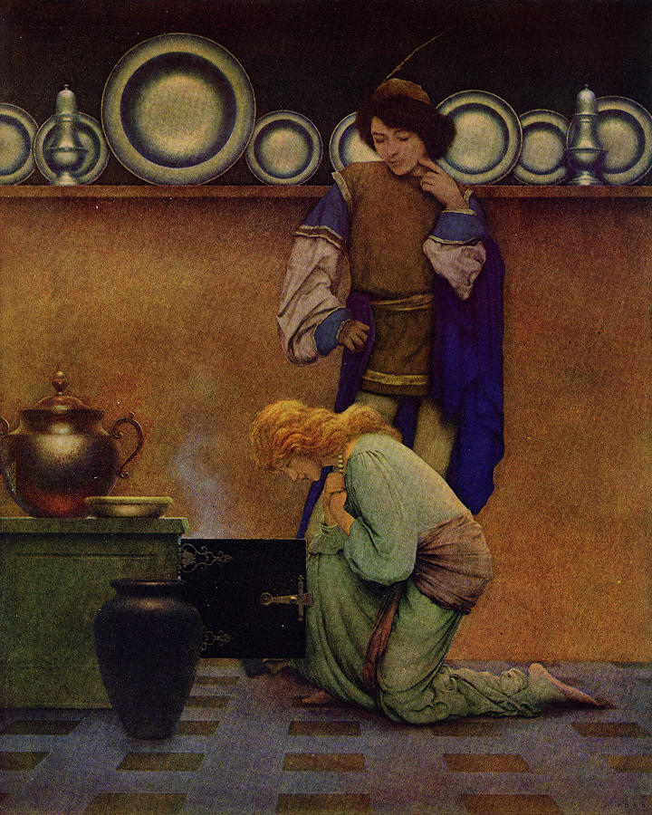 Knave of Hearts - Open the oven door Painting by Maxfield Parrish