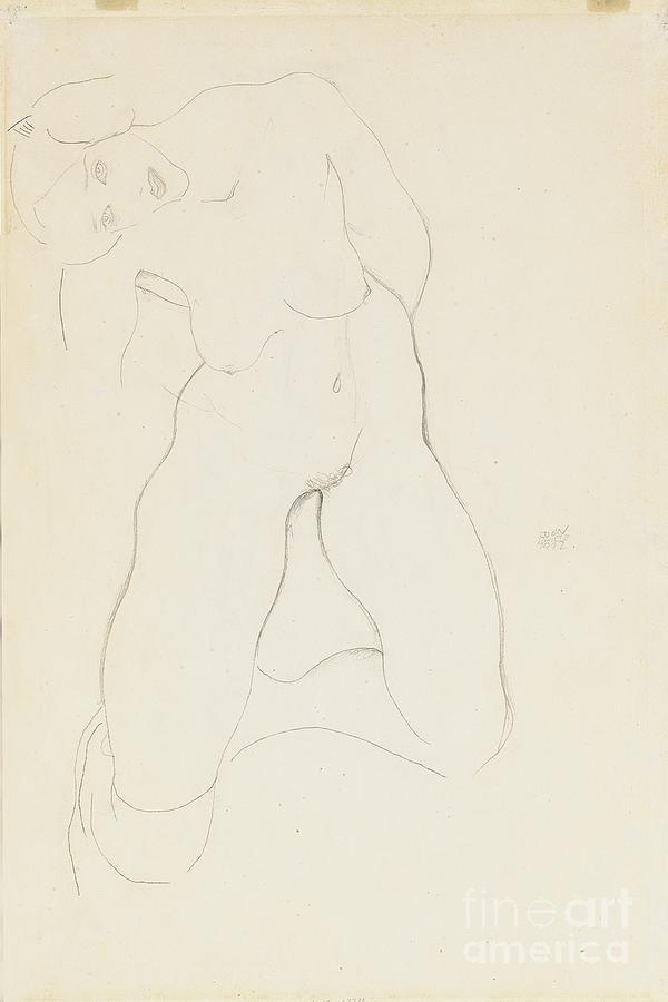 Kneeling Female Nude, 1912 Drawing by Egon Schiele