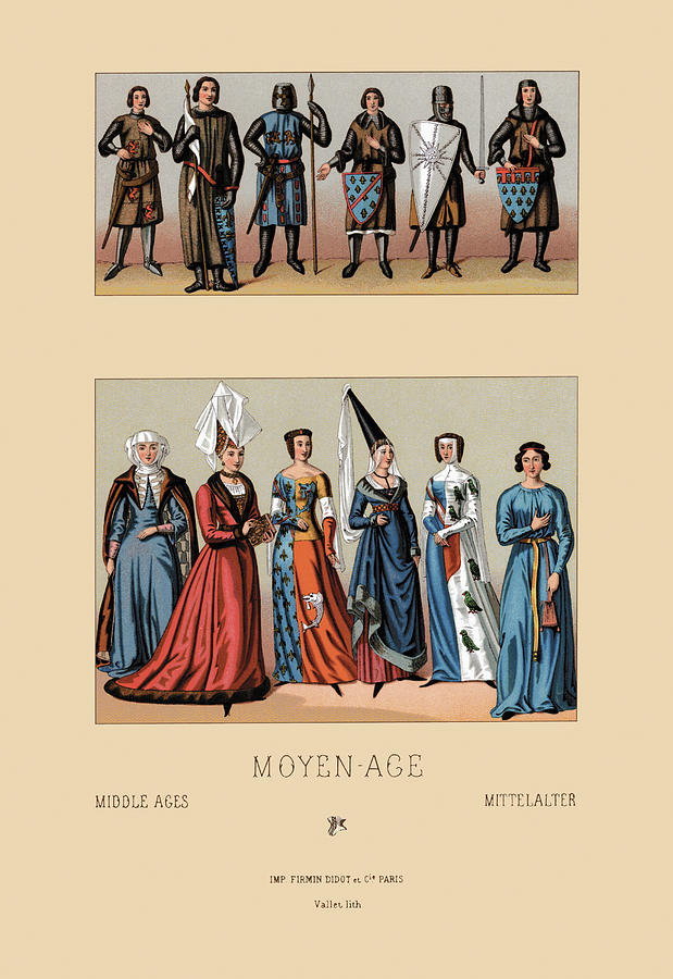 Knights and Maidens of the Middle Ages Painting by Auguste Racinet
