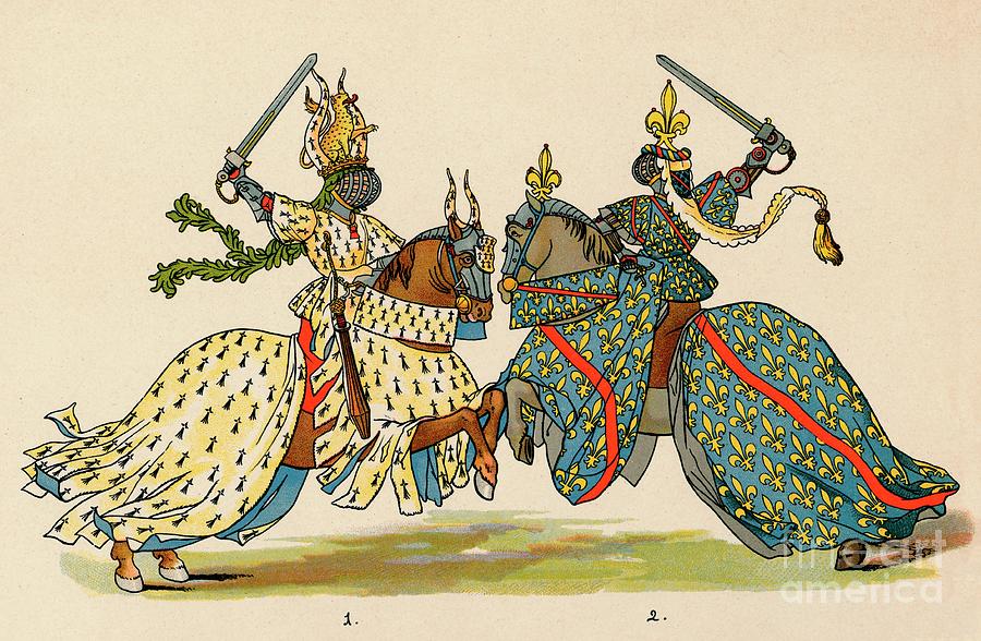 Knights In Battle Drawing by Print Collector