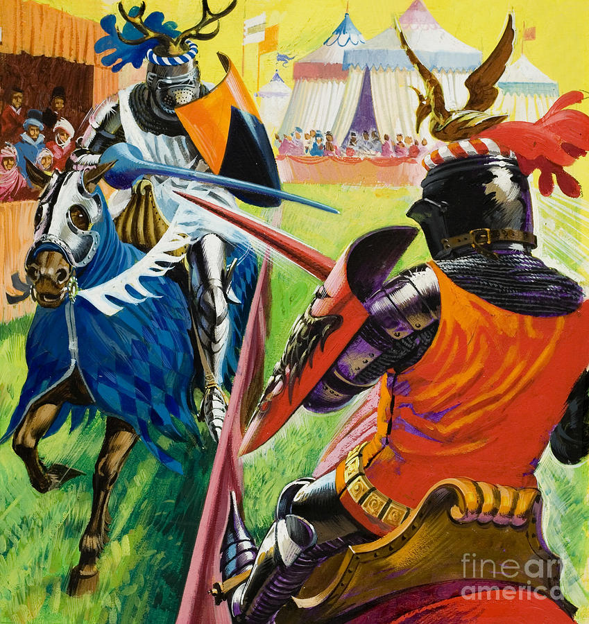 Knights Jousting In The Lists Painting by Unknown