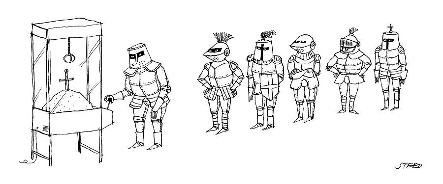 Knights Line Up Drawing by Edward Steed
