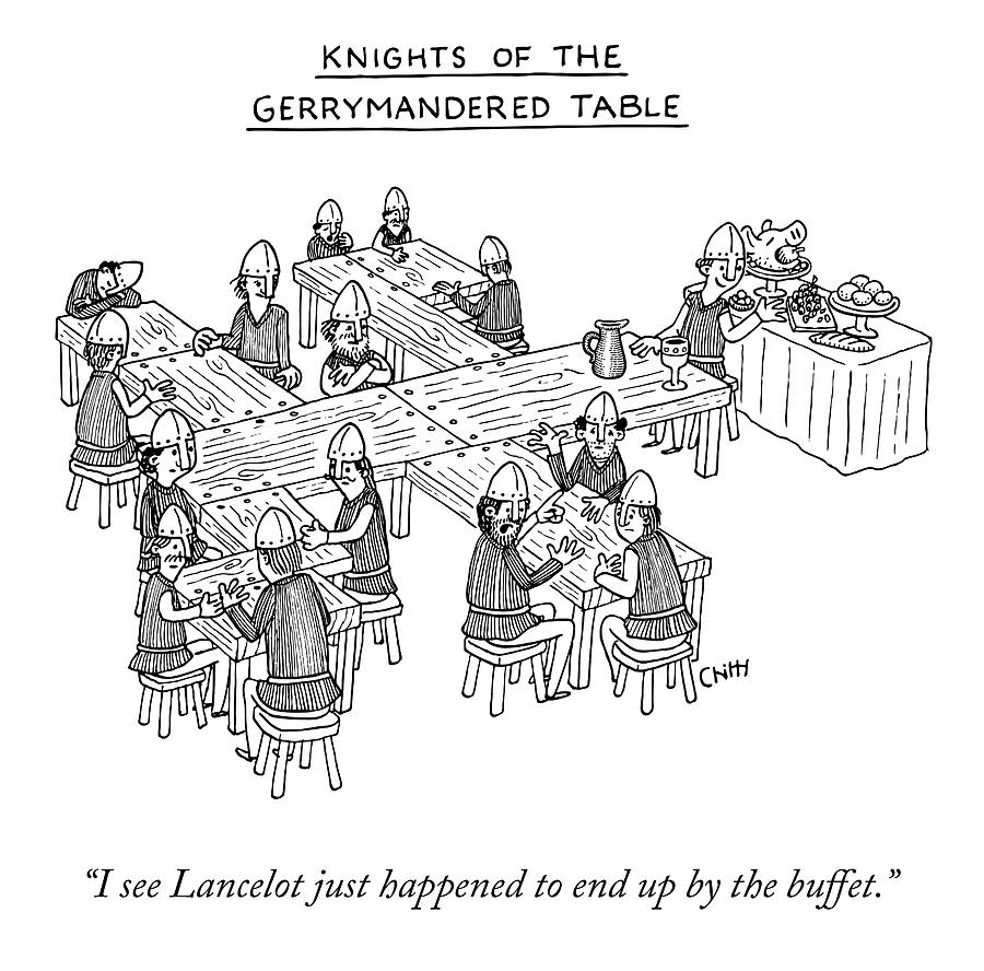 Knights of the Gerrymandered Table Drawing by Tom Chitty