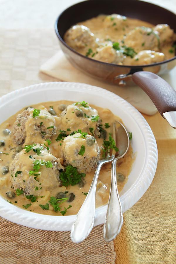 Königsberger Klopse meatballs In White Sauce With Capers Photograph by ...
