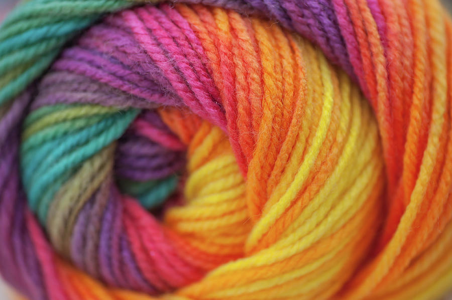 Knitting Hobbies Series. Rainbow Yarn Abstract 1 Photograph by Jenny Rainbow