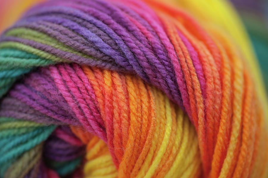 Knitting Hobbies Series. Rainbow Yarn Abstract 2 Photograph by Jenny Rainbow