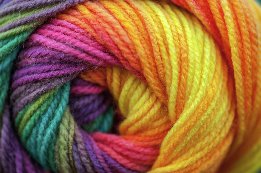 Knitting Hobbies Series. Rainbow Yarn Abstract 5 Photograph by Jenny Rainbow