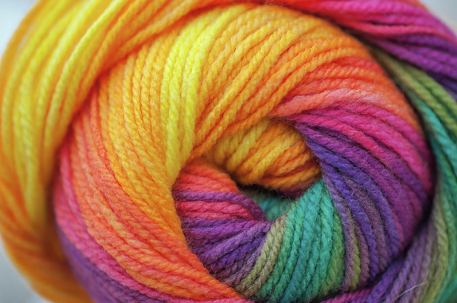 Knitting Hobbies Series. Rainbow Yarn Abstract 6 Photograph by Jenny Rainbow