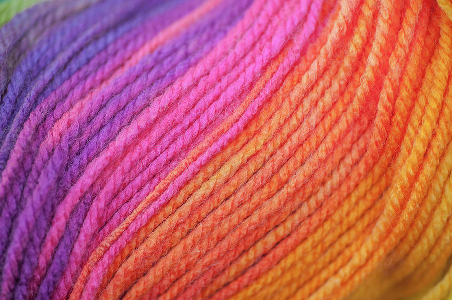Knitting Hobbies Series. Rainbow Yarn Abstract 7 Photograph by