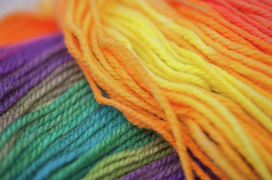 Knitting Hobbies Series. Rainbow Yarn Abstract 8 Photograph by Jenny Rainbow