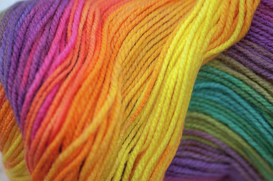 Knitting Hobbies Series. Rainbow Yarn Abstract Photograph by Jenny Rainbow