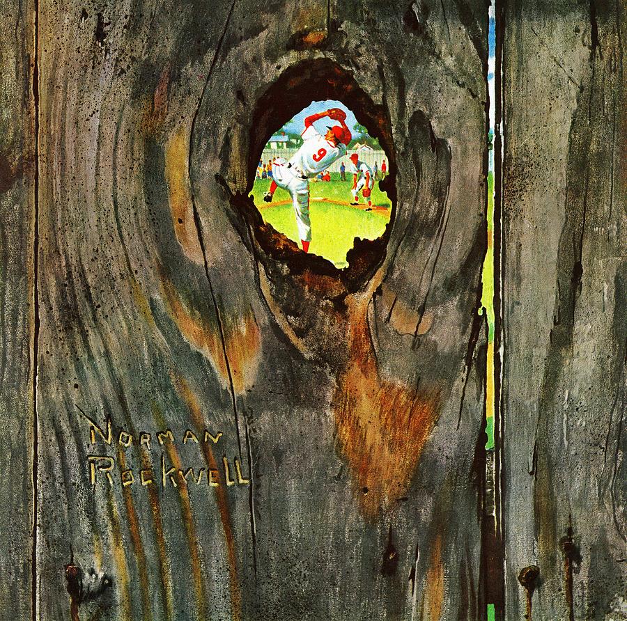 Knothole Baseball Painting by Norman Rockwell