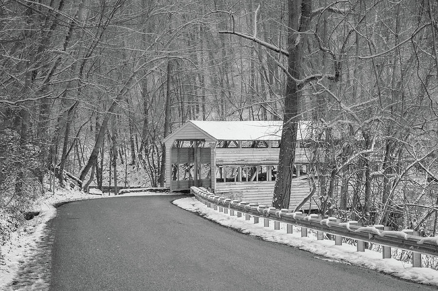Knox Covered Bridge in the Snow - Chester County Photograph by Bill Cannon