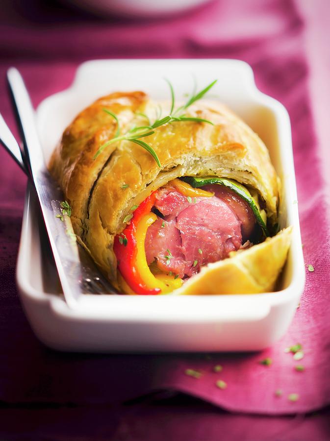 Knuckle Of Pork In Pastry Crust With Southern Vegetables And Rosemary Photograph by Roulier-turiot