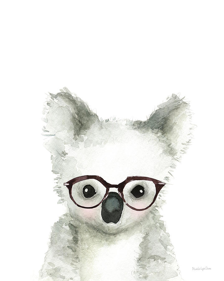 Animal Drawing - Koala In Glasses by Mercedes Lopez Charro