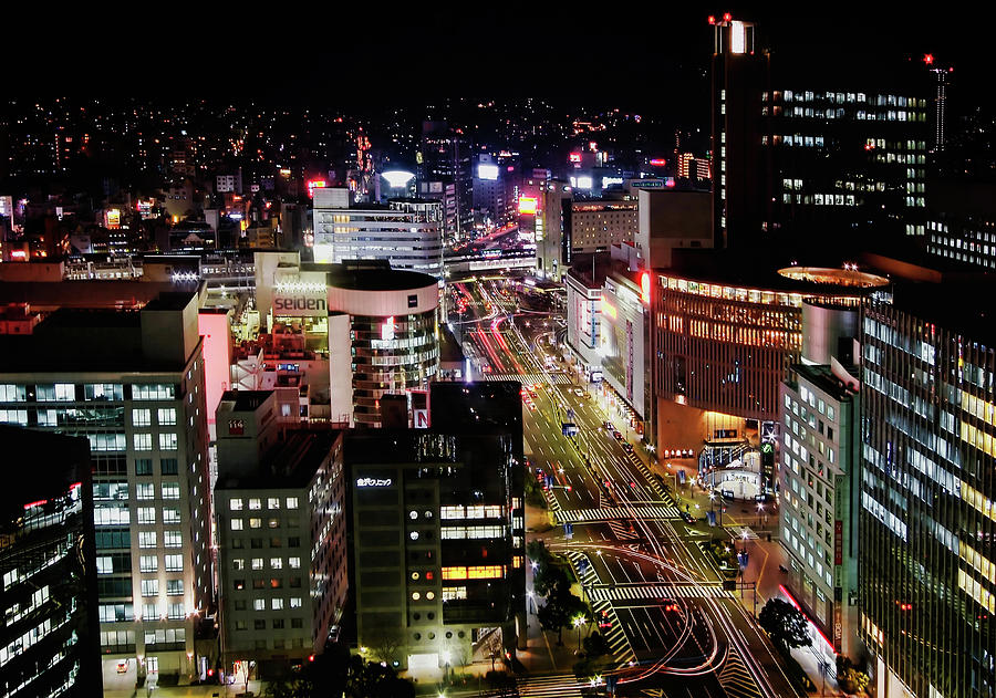 Kobe City At Night Photograph by Christopher Chan