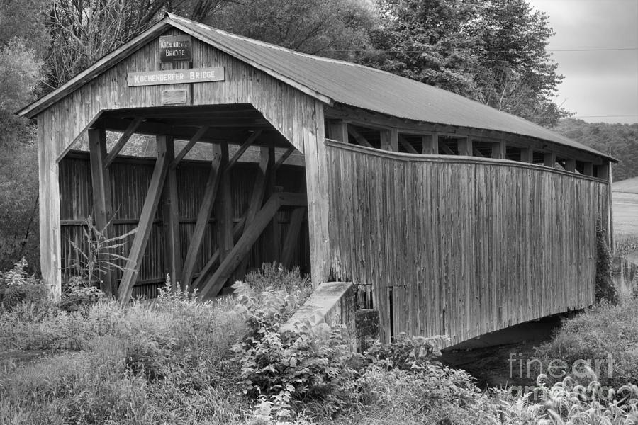 Kochenderfer Covered Bridge Black And White Photograph by Adam Jewell
