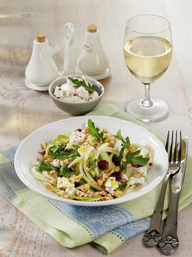 Kohlrabi And Apple Spiral Salad With Goats Cheese And Cranberries Photograph by Stockfood Studios / Photoart