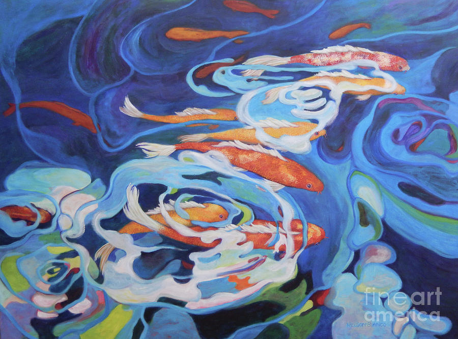Koi 5 Painting by Sharon Nelson-Bianco