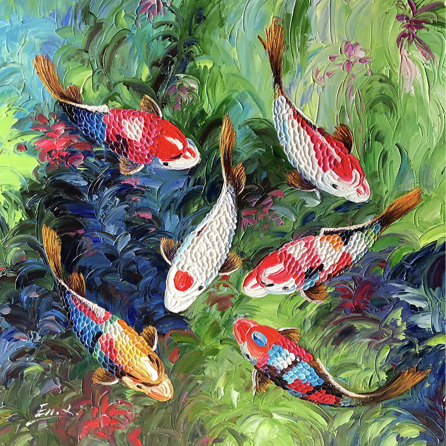 Koi Fish Painting by Enxu Zhou