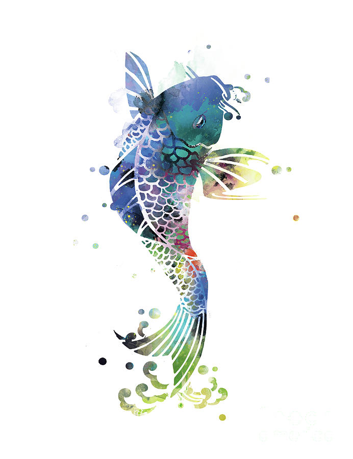 Koi Fish Mixed Media - Koi Fish by Monn Print Koi Fish Mixed Media - Koi Fish by Monn Print