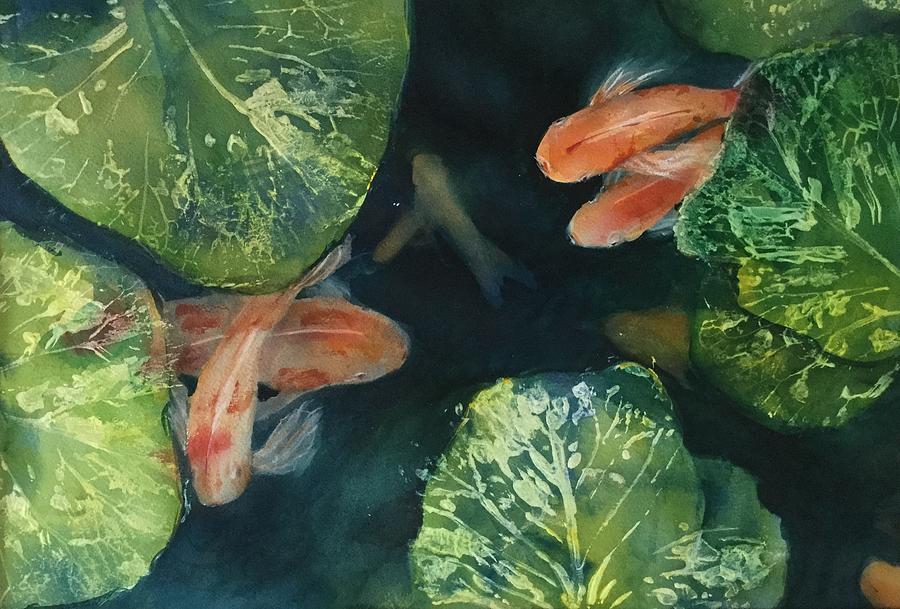 On Koi Pond Painting by Rhonda Hancock