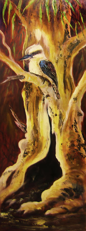 Kookaburra Gum tree Painting by Glen Johnson