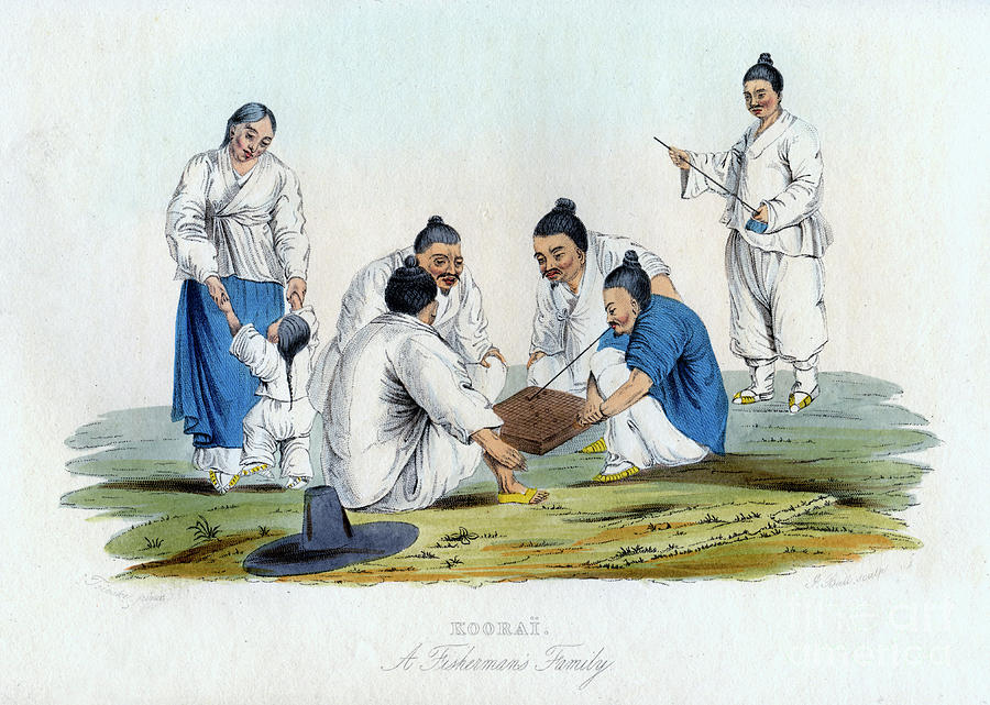 Koorai, A Fishermans Family Drawing by Print Collector