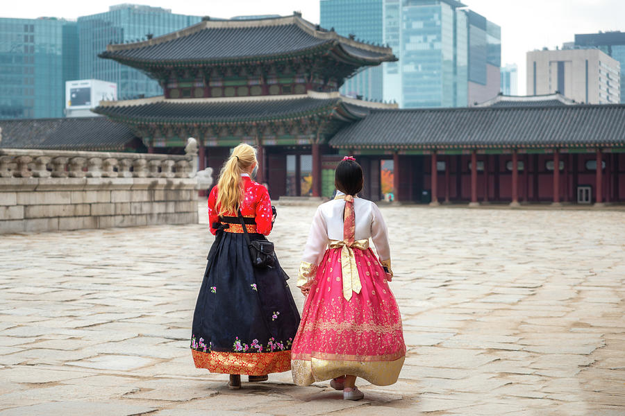 Korean lady in Hanbok or Korea dress  Photograph by Anek Suwannaphoom