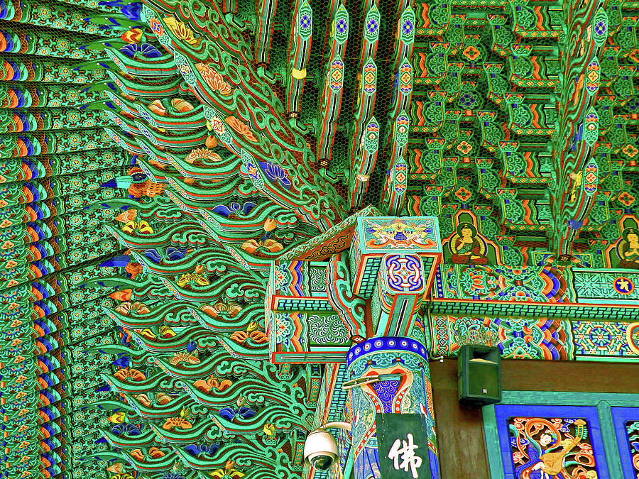 Buddha Photograph - Korean Temple Roof by Jean Hall